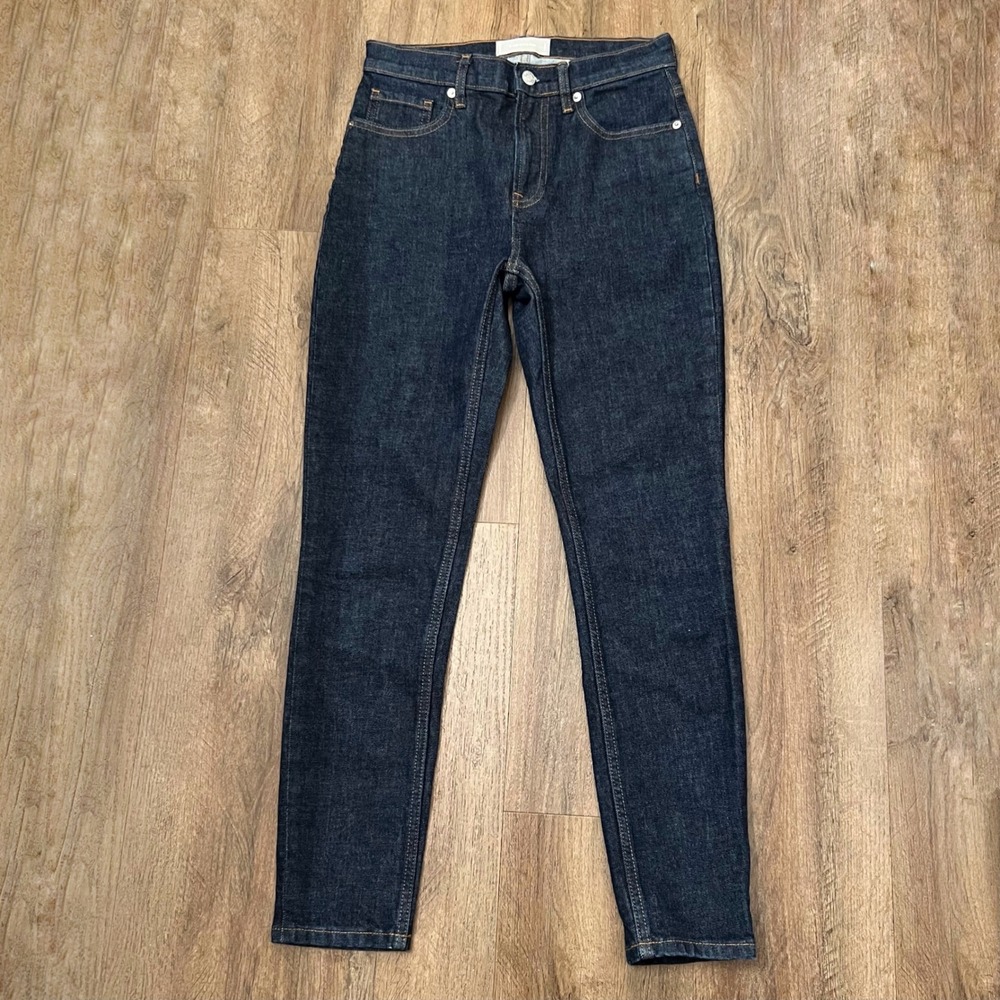 Everlane High-Rise Skinny Jeans Dark Indigo‎ Blue Stretch Denim Size 27 Regular